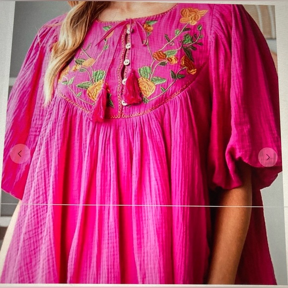 Veveret Pink Embroidered and Fully Lined Dress - Picture 4 of 7
